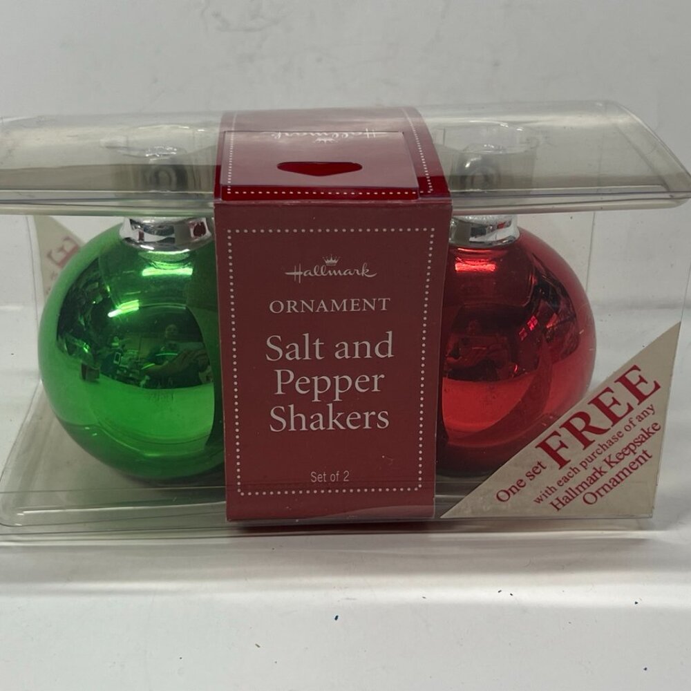 NIB Vintage Hallmark Christmas Ornament Ball Salt & Pepper Shakers